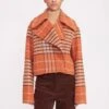 CARVER CROPPED COAT | PERSIMMON MEGA PLAID -Staud Store 030 230605 Staud Fall Ecom 01020 web