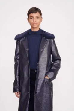 VARNISHES COAT | NAVY -Staud Store 042 230605 Staud Fall Ecom 01431 web