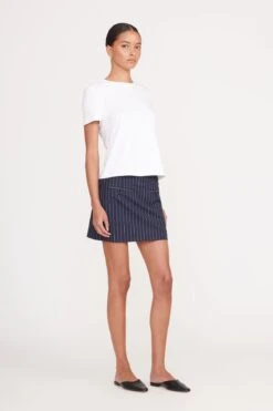 ANNETTE SKIRT | NAVY PINSTRIPE -Staud Store 063 230516 Staud Fall Ecom 03256 web