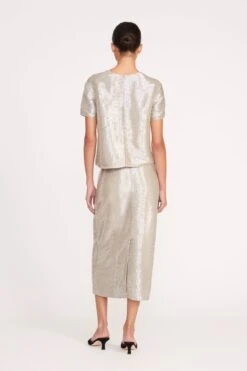 INGRID TOP | SILVER -Staud Store 11 INGRID TOP TULIP SKIRT SILVER 0181 web