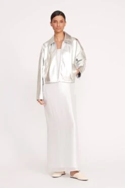 CASEY DRESS | SILVER -Staud Store 199 CASEY DRESS SILVER 0631 web