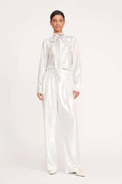 LUISA PANT | SILVER -Staud Store 213 MARYN TOP SILVER LUISA PANT SILVER 0539 web
