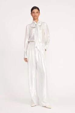MARYN TOP | SILVER -Staud Store 214 MARYN TOP SILVER LUISA PANT SILVER 0530 web