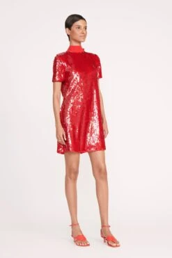 MINI ILANA DRESS | POINSETTIA SEQUINS -Staud Store 228 MINI ILANA SEQUIN POINSETTIA 0405 web