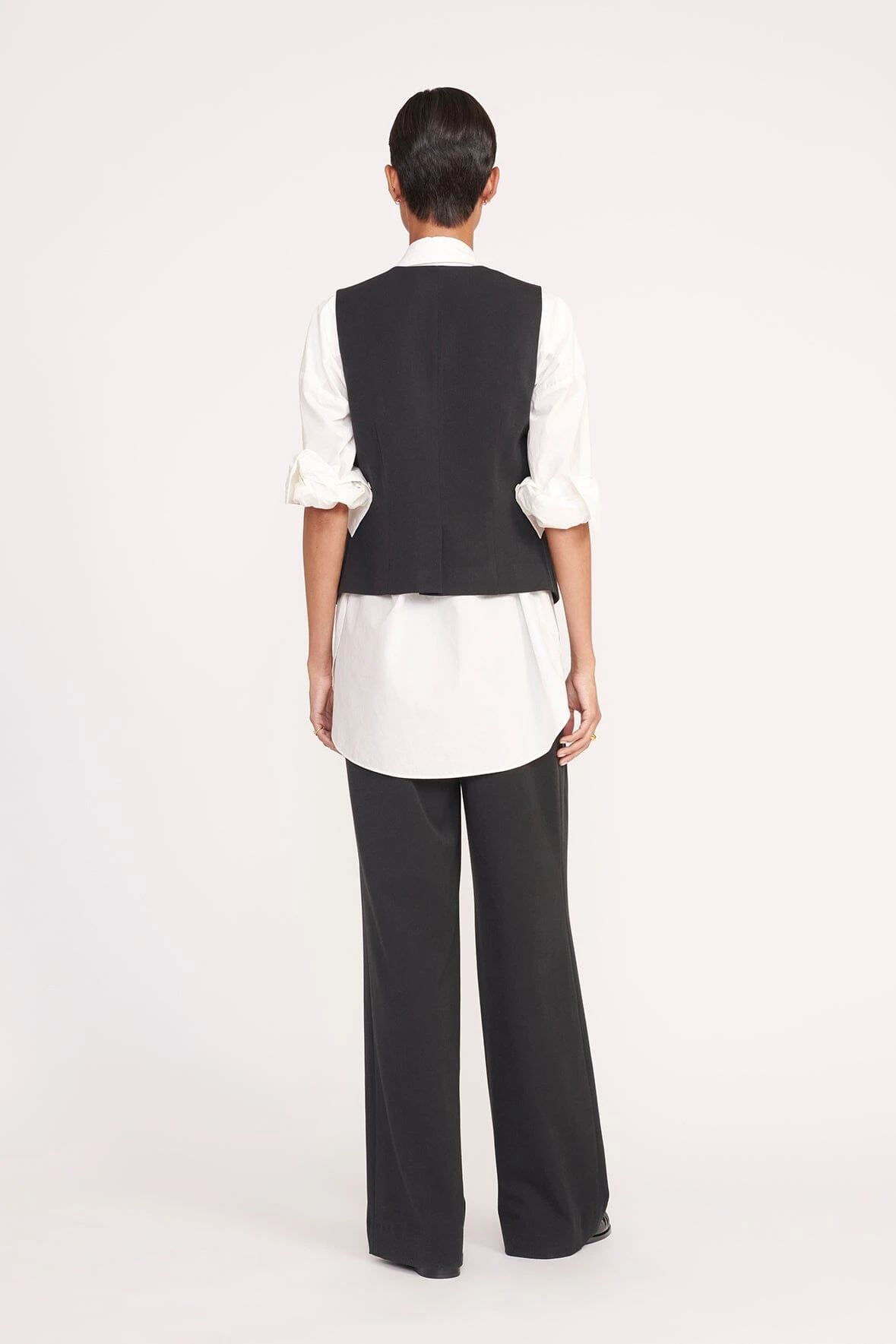 BRETT VEST | BLACK BRETT VEST | BLACK -Staud Store 98 BRETT VEST BLACK SUITING LUISA BLACK 1014 web