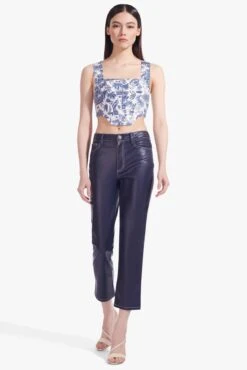 ALICE TOP | CHINA BLUE TOILE -Staud Store Alice Top Blue Toile Cropped Elliot Pant Navy 00174 web