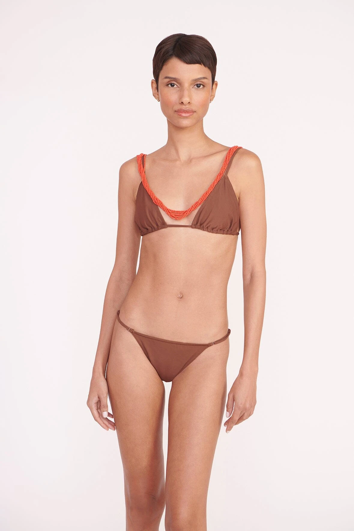 OLIVIA BEADED TRIANGLE TOP | CLOVE OLIVIA BEADED TRIANGLE TOP | CLOVE -Staud Store Bikini Brown 06057