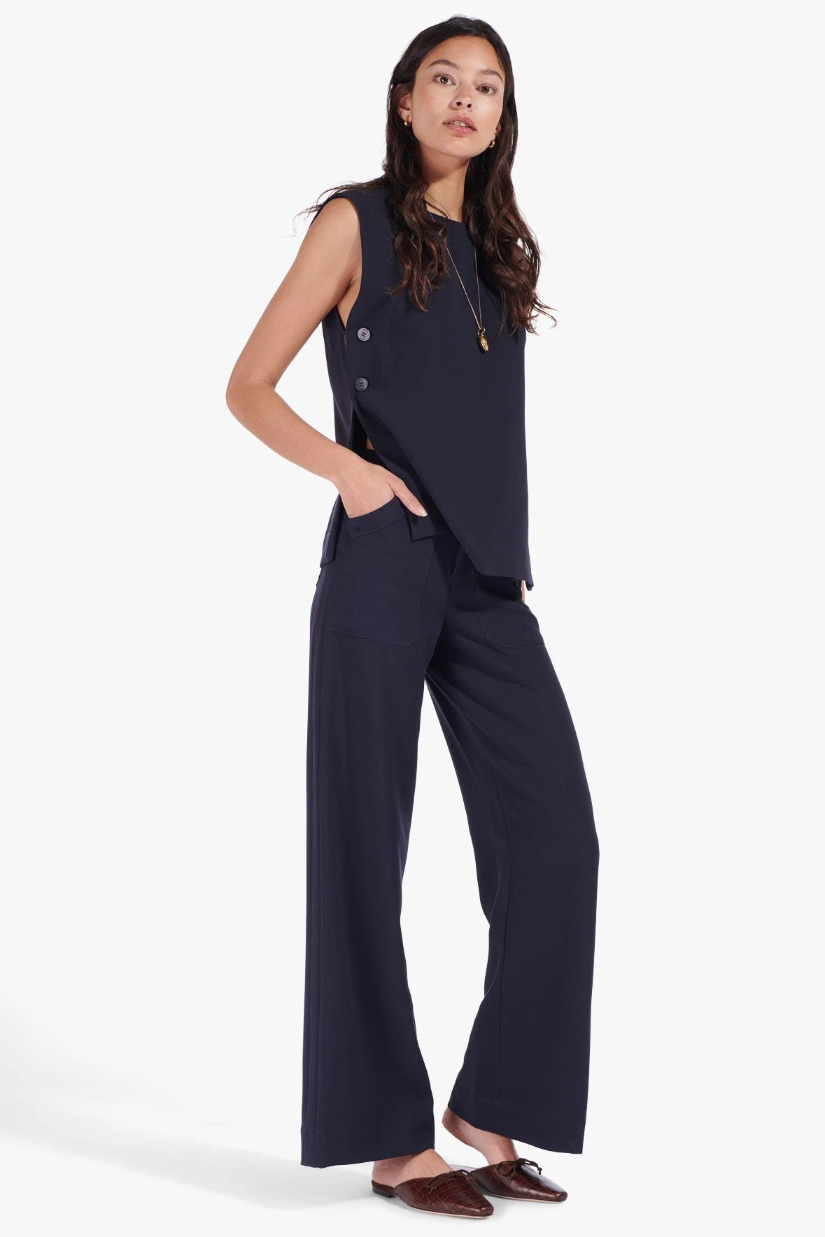 GINA MULE | BROWN CROC EMBOSSED GINA MULE | BROWN CROC EMBOSSED -Staud Store Brighton Tunic04838 web