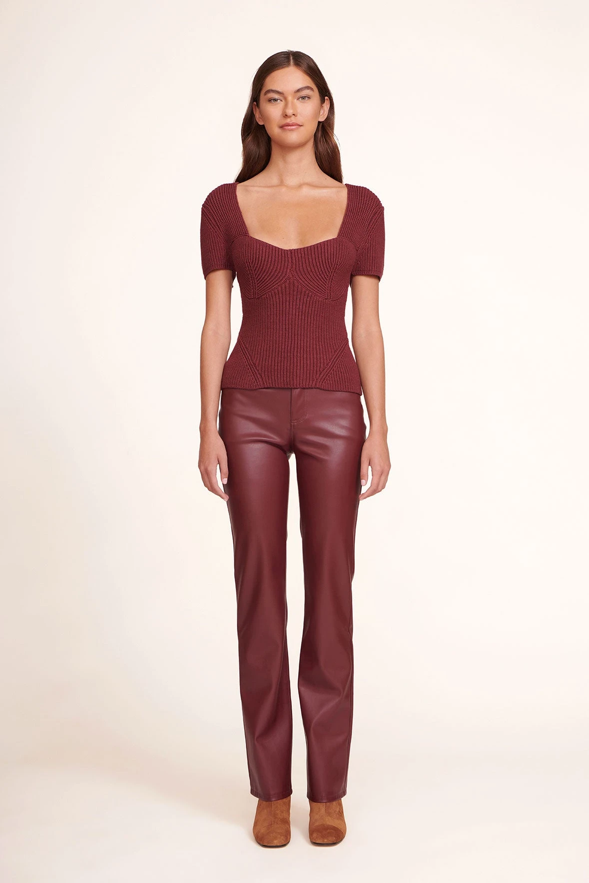 AIMEE SHORT BOOT | TAN SUEDE AIMEE SHORT BOOT | TAN SUEDE -Staud Store Buxton Top Merlot Chisel Pant Merlot 013 edit web e25bfef7 089f 49af a848 7523c9984a3b