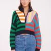 CROPPED HAMPTON SWEATER | CABANA STRIPE MULTI -Staud Store CROPPED HAMPTON CABANA STRIPE 01604 web