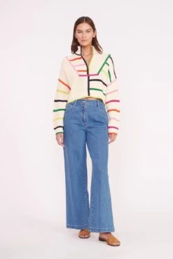CROPPED HAMPTON SWEATER | CREAM RAINBOW MULTI -Staud Store CROPPED HAMPTON CREME RAINBOW MULTI 01610 web