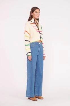 CROPPED HAMPTON SWEATER | CREAM RAINBOW MULTI -Staud Store CROPPED HAMPTON CREME RAINBOW MULTI 01612 web