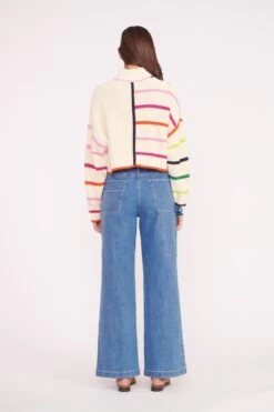 CROPPED HAMPTON SWEATER | CREAM RAINBOW MULTI -Staud Store CROPPED HAMPTON CREME RAINBOW MULTI 01622 web