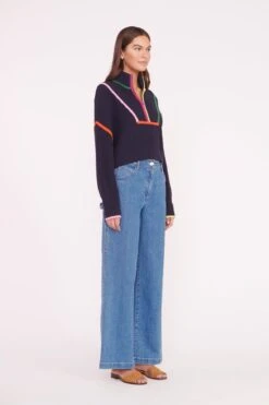 CROPPED HAMPTON SWEATER | NAVY MULTI -Staud Store CROPPED HAMPTON NAVY MULTI 01547 web