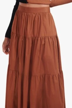 SEA SKIRT | TAN -Staud Store Cargo Sweater Tan Black Sea Skirt Tan 00957 web
