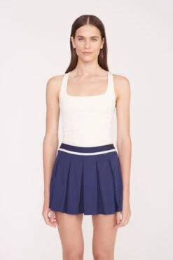 DOUBLES SKIRT | NAVY -Staud Store Carry Top Ivory 016 01008 web