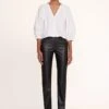 ELLIOT PANT | BLACK VEGAN LEATHER 1 ELLIOT PANT | BLACK VEGAN LEATHER -Staud Store Dill Top White Elliot Pant Black 001 edit web