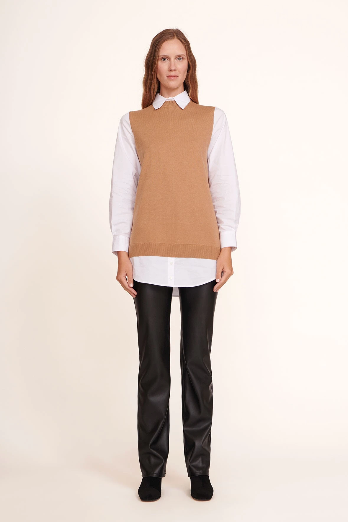 AIMEE SHORT BOOT | BLACK SUEDE AIMEE SHORT BOOT | BLACK SUEDE -Staud Store Fern Dress Tan White 018 edit web