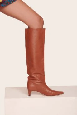 WALLY BOOT | TAN -Staud Store Frames Dress Patchwork Foulard 356 web