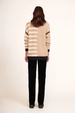 HAMPTON SWEATER | SAHARA STRIPE -Staud Store Hampton Sweater Sahara Stripe Tosca Pant Black 153 edit web