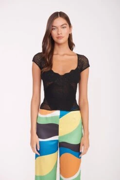 OSCAR PANT | MARBLE WAVE 3 OSCAR PANT | MARBLE WAVE -Staud Store JOCELYN TOP BLACK OSCAR PANT MARBLE WAVE 00335 2 web