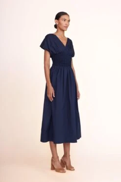 SOLANGE HEEL | TAN SNAKE EMBOSSED -Staud Store Jackson Dress Navy 02656 web