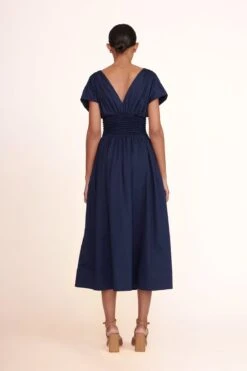 SOLANGE HEEL | TAN SNAKE EMBOSSED -Staud Store Jackson Dress Navy 02659 web