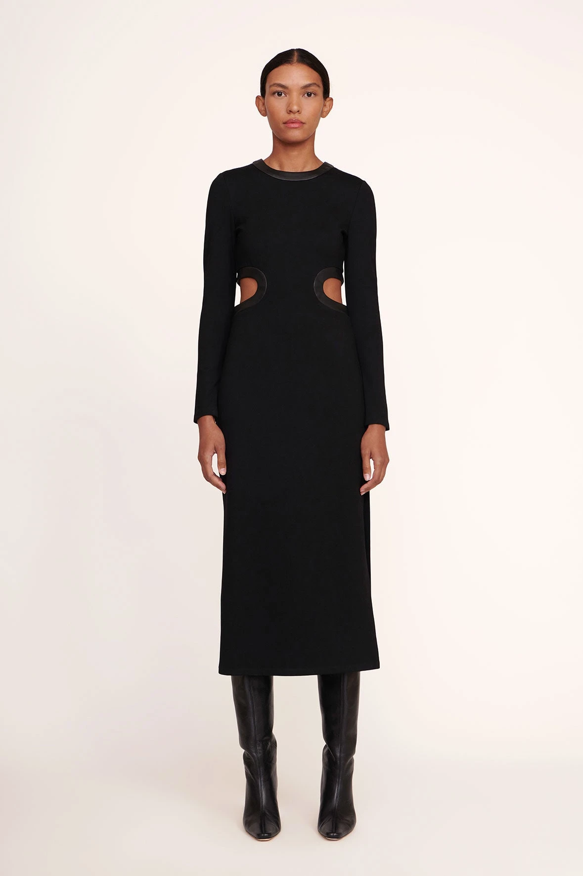 LONG SLEEVE DOLCE DRESS | BLACK LONG SLEEVE DOLCE DRESS | BLACK -Staud Store Long Sleeve Dolce Dress Black 001 edit web
