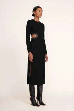 LONG SLEEVE DOLCE DRESS | BLACK 4 LONG SLEEVE DOLCE DRESS | BLACK -Staud Store Long Sleeve Dolce Dress Black 004 edit web 1