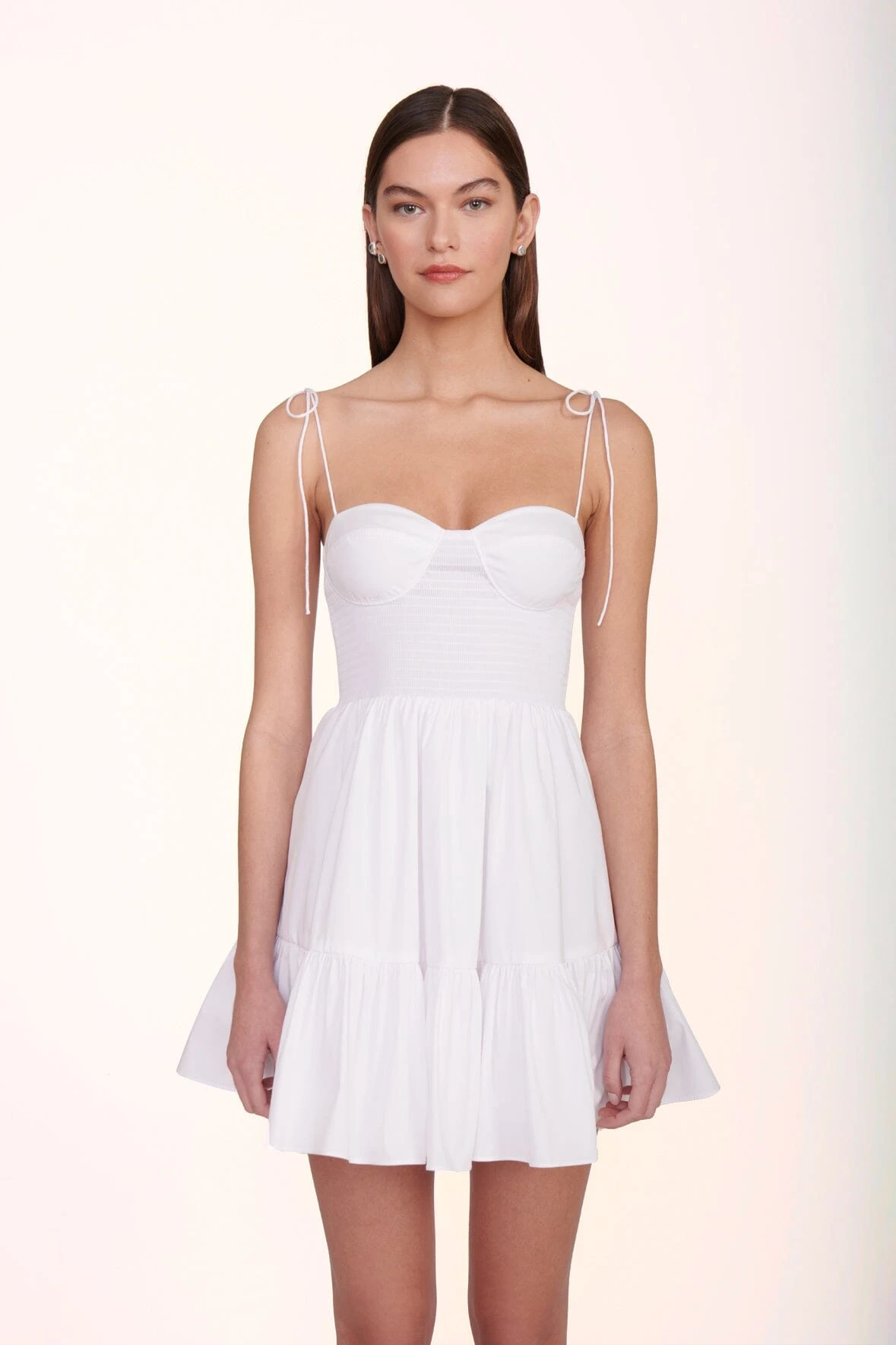 MINI LANDRY DRESS | WHITE MINI LANDRY DRESS | WHITE -Staud Store Mini Landry Dress White 00668 web