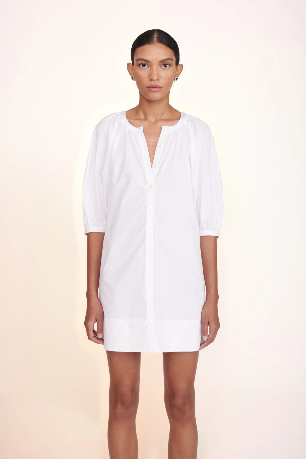 MINI VINCENT DRESS | WHITE MINI VINCENT DRESS | WHITE -Staud Store Mini Vincent Dress White 02599 web