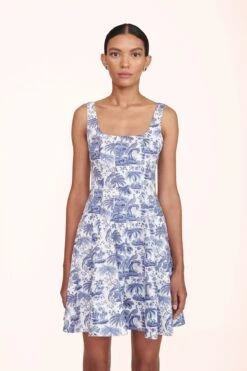 MINI WELLS DRESS | BLUE TOILE 5 MINI WELLS DRESS | BLUE TOILE -Staud Store Mini Wells Dress Toile 00109 web