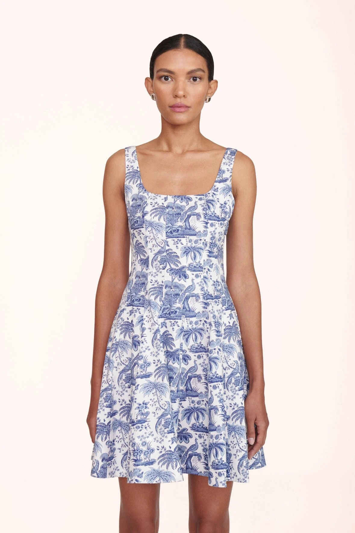 MINI WELLS DRESS | BLUE TOILE MINI WELLS DRESS | BLUE TOILE -Staud Store Mini Wells Dress Toile 00109 web