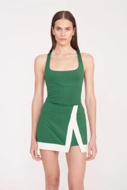 RALLY SKIRT | COURT GREEN IVORY -Staud Store PickleBall 034 01735 web