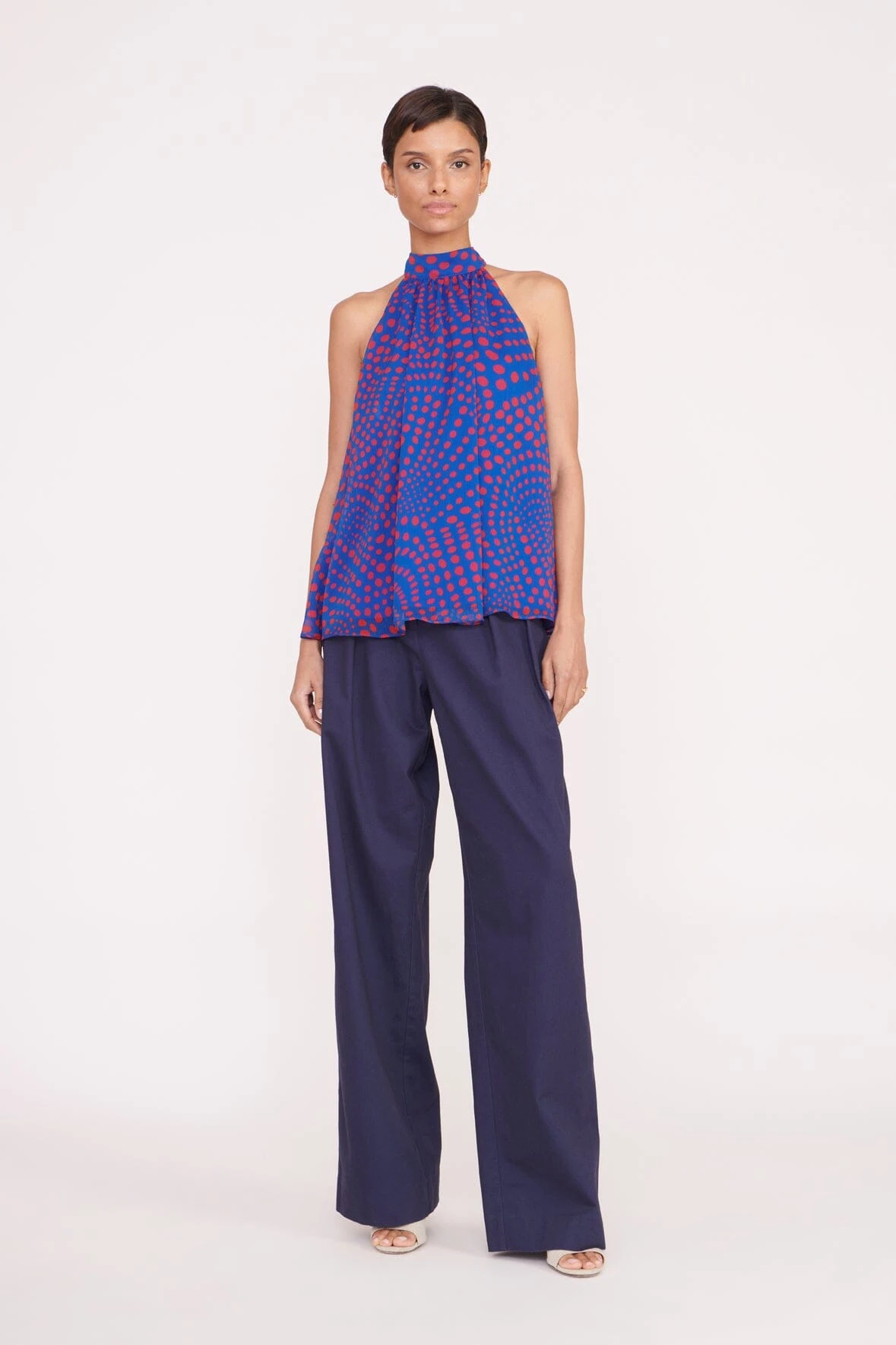 MARLOWE TOP | LAPIS WAVY DOT MARLOWE TOP | LAPIS WAVY DOT -Staud Store Pre Fall 030 00942 web