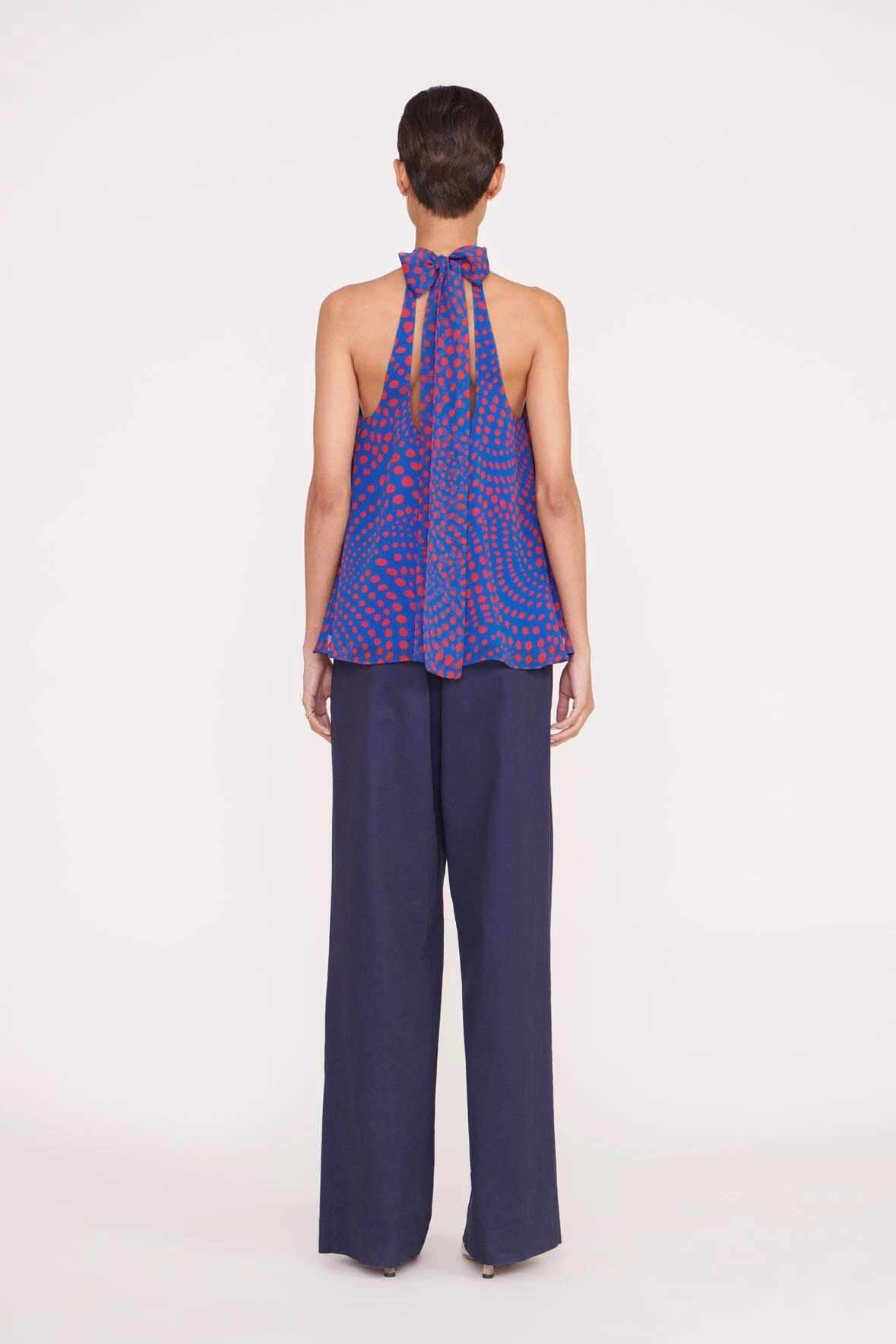 MARLOWE TOP | LAPIS WAVY DOT MARLOWE TOP | LAPIS WAVY DOT -Staud Store Pre Fall 030 00959 web
