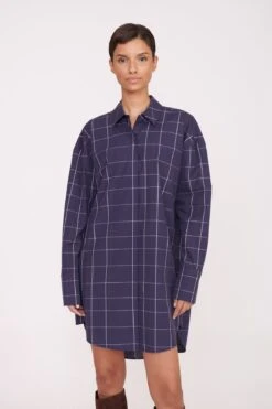 COLTON DRESS | NAVY PLAID -Staud Store Pre Fall 032 01028 web