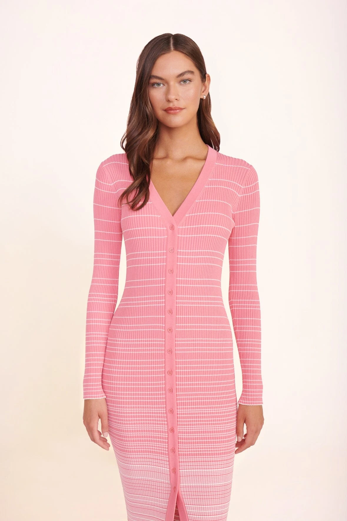 SHOKO SWEATER | CORAL PINK WHITE -Staud Store SHOKO SWEATER CORAL PINK WHITE BRIGITTE MULE PAPER 01266 web