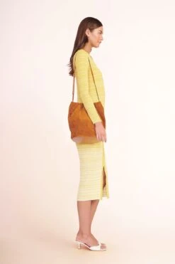 VALENTINA BUCKET BAG | TOBACCO -Staud Store SHOKO SWEATER POLLEN WHITE BRIGITTE MULE PAPER 04943 web