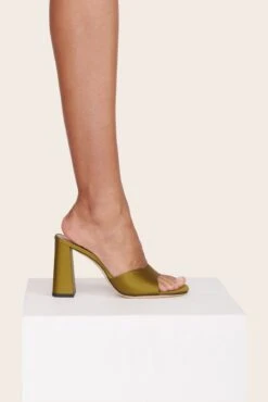 SLOANE HEEL | OLIVE SATIN 5 SLOANE HEEL | OLIVE SATIN -Staud Store SLOANE HEEL OLIVE SATIN 1 web