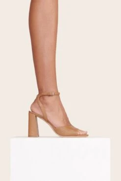 SOLANGE HEEL | TAN SNAKE EMBOSSED -Staud Store SOLANGE HEEL TAN SNAKE EMBOSSED 1 web