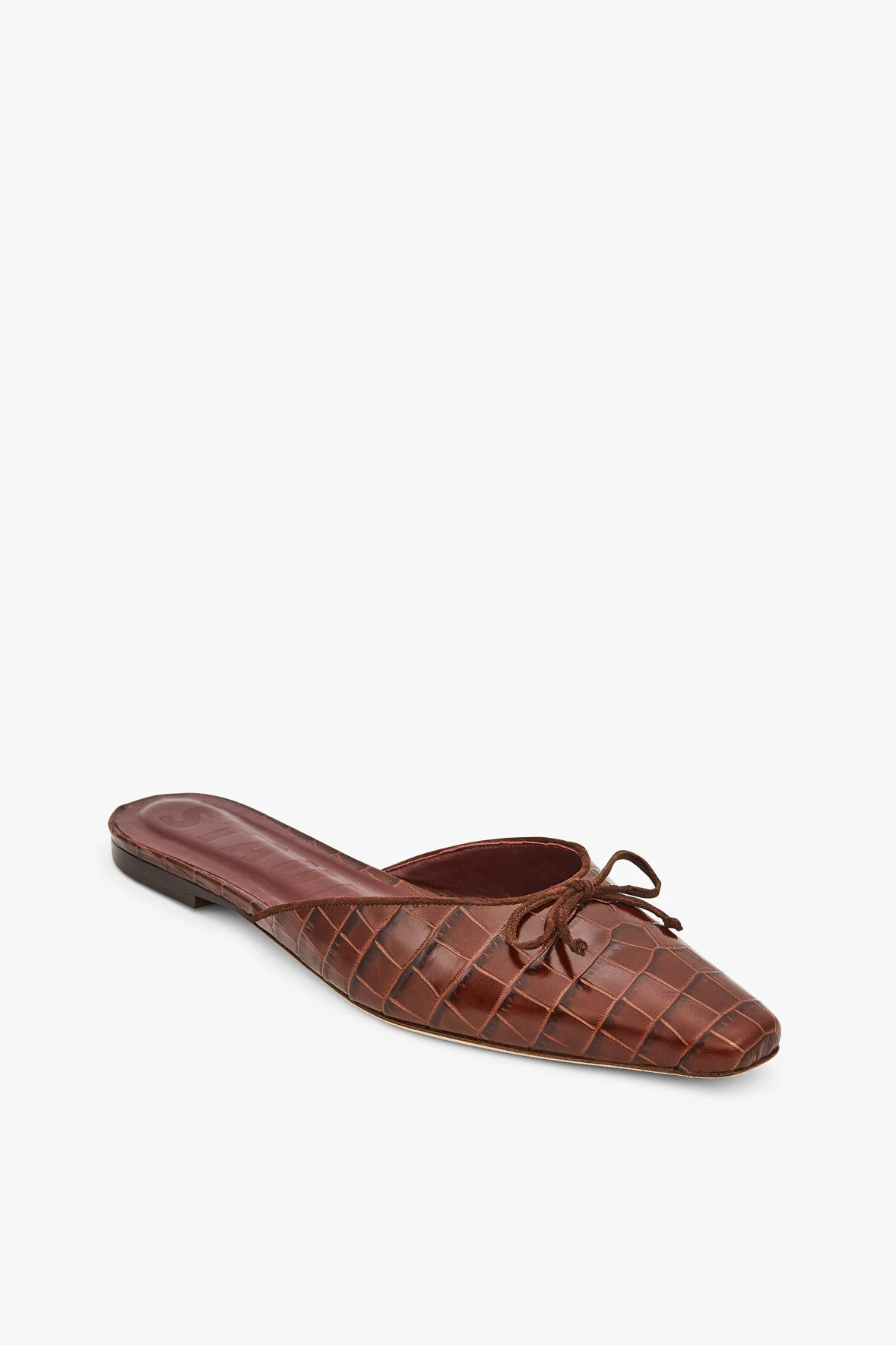 GINA MULE | BROWN CROC EMBOSSED GINA MULE | BROWN CROC EMBOSSED -Staud Store STAUD GINA BROWN CROC SLIDE 159