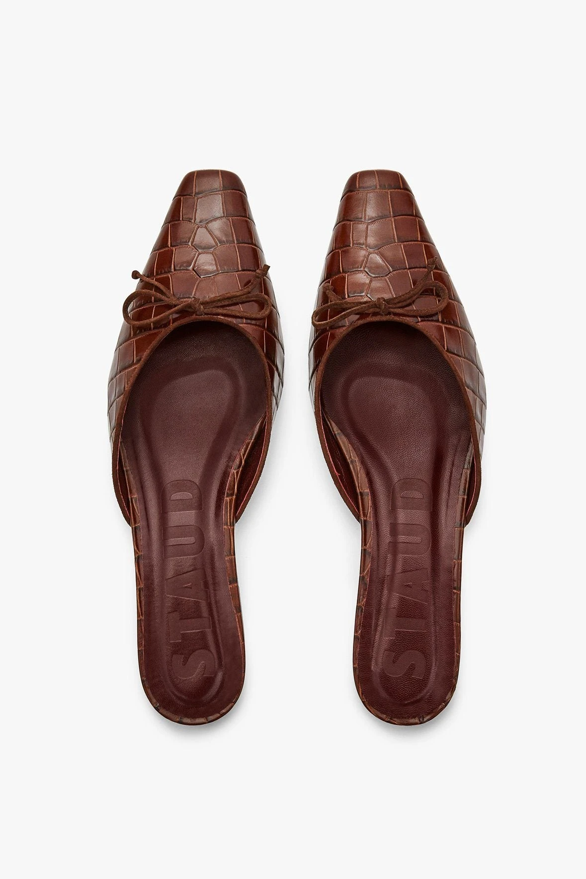 GINA MULE | BROWN CROC EMBOSSED GINA MULE | BROWN CROC EMBOSSED -Staud Store STAUD GINA BROWN CROC SLIDE 168