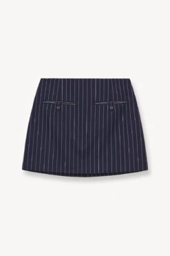 ANNETTE SKIRT | NAVY PINSTRIPE -Staud Store STAUD ANNETTE SKIRT NAVY PINSTRIPE FALL 23 ECOM 1