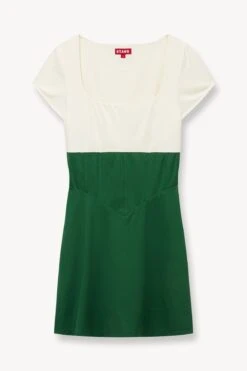BACKSPIN DRESS | COURT GREEN IVORY 5 BACKSPIN DRESS | COURT GREEN IVORY -Staud Store STAUD BACKSPIN DRESS IVORY GREEN SUPF 23 ECOM 1