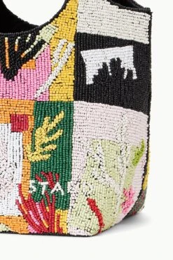 BEADED COTE BAG | CORAL PATCHWORK -Staud Store STAUD BEADEDCOTE BAG CORALPATCHWORK SUPF 23 ECOM 4