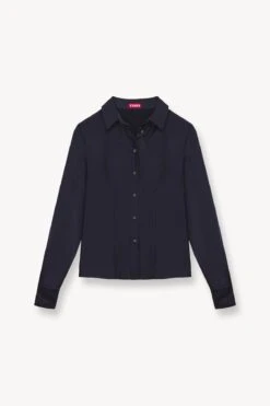 BOGART TOP | NAVY -Staud Store STAUD BOGART WOVEN TOP NAVY FALL 23 ECOM 1