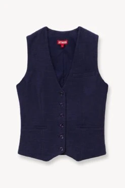 BRETT VEST | NAVY -Staud Store STAUD BRETT VEST NAVY SUPF 23 ECOM 1