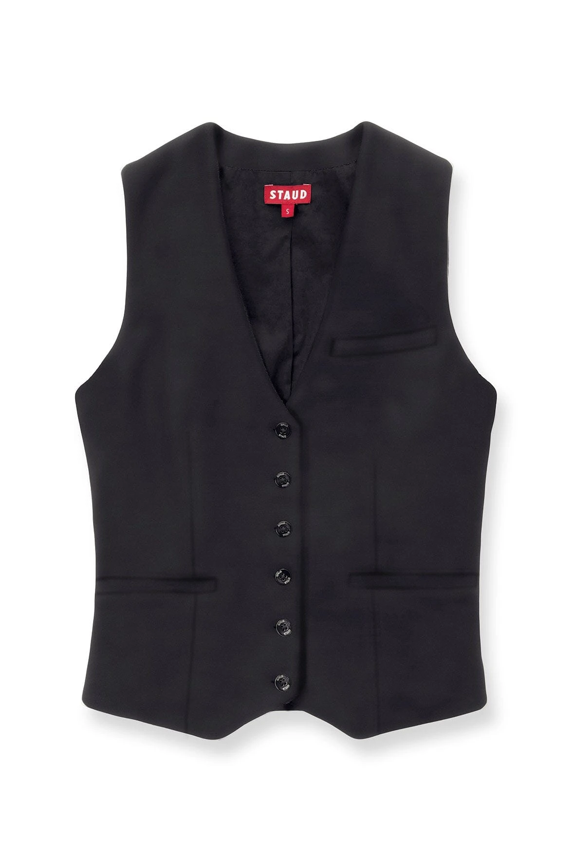 BRETT VEST | BLACK BRETT VEST | BLACK -Staud Store STAUD BRETT VEST NAVY SUPF 23 ECOM 1 2 BLACK web