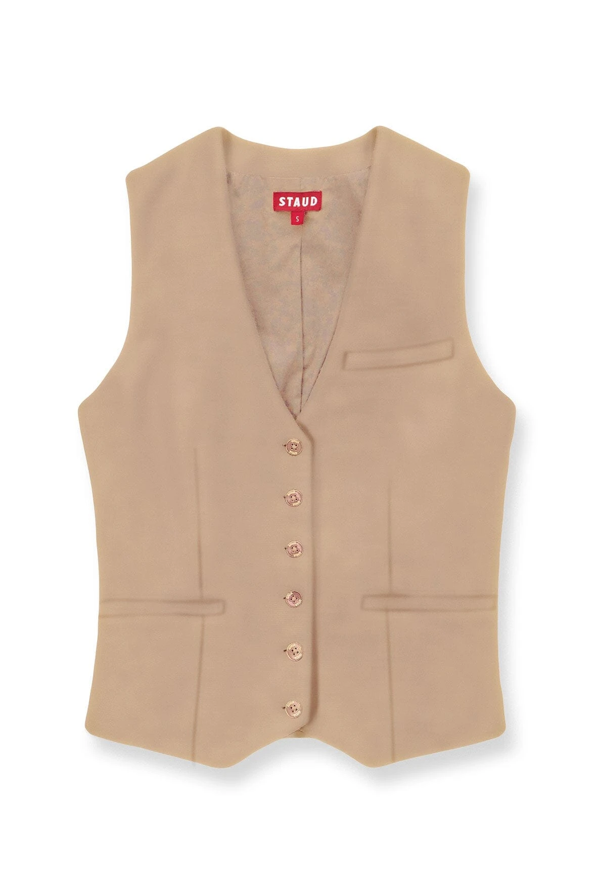 BRETT VEST | CAMEL -Staud Store STAUD BRETT VEST NAVY SUPF 23 ECOM 1 2 camel web